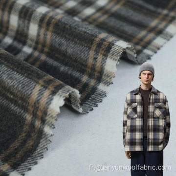 Vérifie le tissu en laine en tweed pour le manteau des femmes